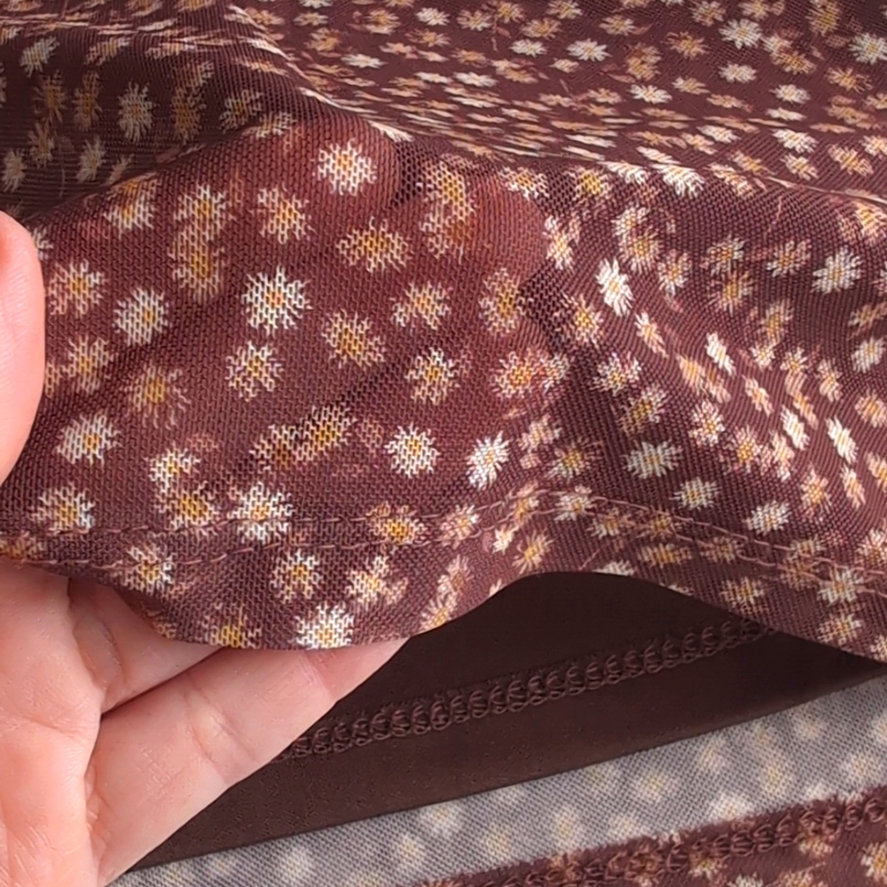 90's Justify Brown Bitsy Floral Print Stretchy Mini Slip Dress Women's Sz Small - Picture 7 of 9